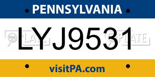 LYJ9531 Pennsylvania License Plate