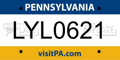 LYL0621 Pennsylvania License Plate