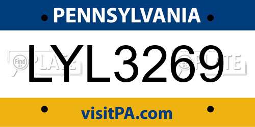 LYL3269 Pennsylvania License Plate