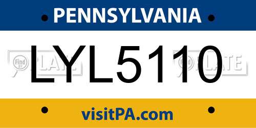 LYL5110 Pennsylvania License Plate