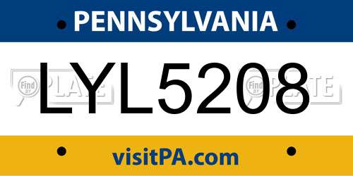 LYL5208 Pennsylvania License Plate