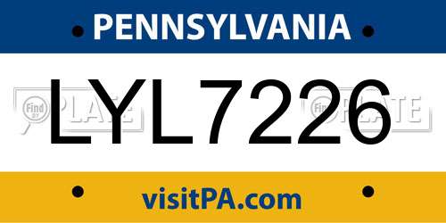 LYL7226 Pennsylvania License Plate