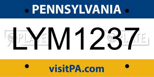 LYM1237 Pennsylvania License Plate