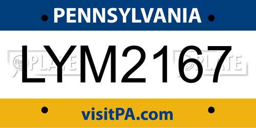 LYM2167 Pennsylvania License Plate