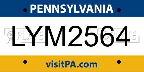 LYM2564 Pennsylvania License Plate