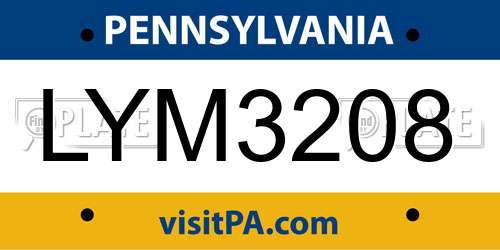 LYM3208 Pennsylvania License Plate