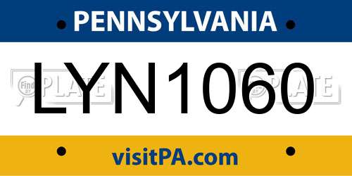 LYN1060 Pennsylvania License Plate