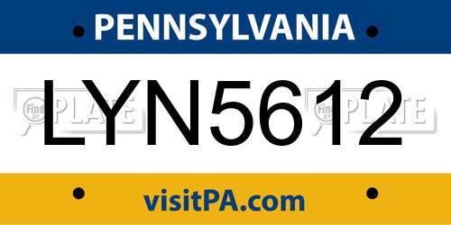 LYN5612 Pennsylvania License Plate