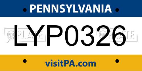 LYP0326 Pennsylvania License Plate