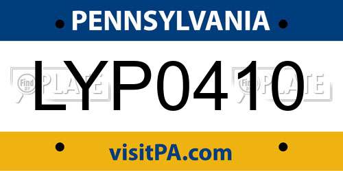 LYP0410 Pennsylvania License Plate