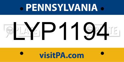 LYP1194 Pennsylvania License Plate