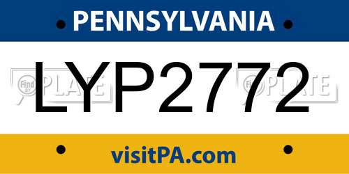LYP2772 Pennsylvania License Plate