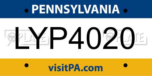 LYP4020 Pennsylvania License Plate