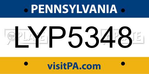 LYP5348 Pennsylvania License Plate