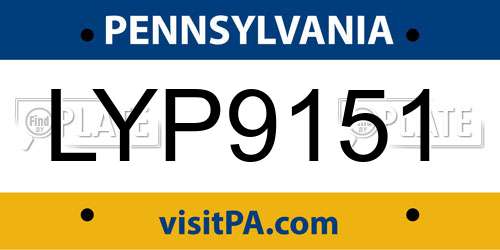 LYP9151 Pennsylvania License Plate