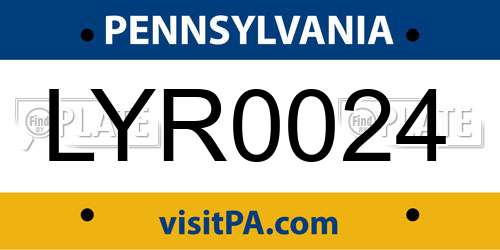 LYR0024 Pennsylvania License Plate