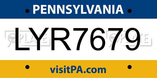 LYR7679 Pennsylvania License Plate