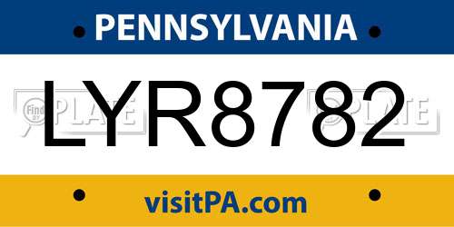 LYR8782 Pennsylvania License Plate