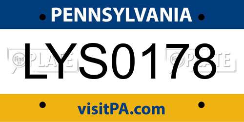 LYS0178 Pennsylvania License Plate
