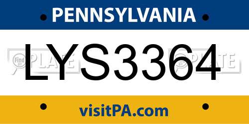 LYS3364 Pennsylvania License Plate