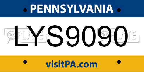 LYS9090 Pennsylvania License Plate