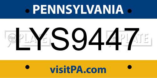 LYS9447 Pennsylvania License Plate