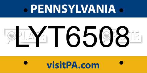 LYT6508 Pennsylvania License Plate