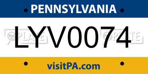 LYV0074 Pennsylvania License Plate
