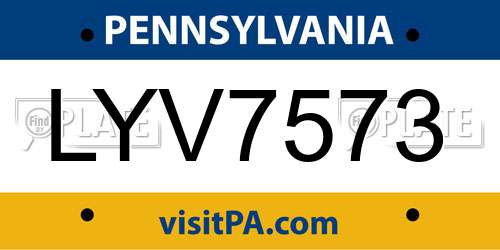 LYV7573 Pennsylvania License Plate