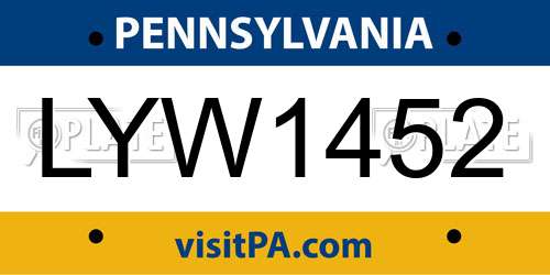 LYW1452 Pennsylvania License Plate