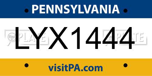 LYX1444 Pennsylvania License Plate