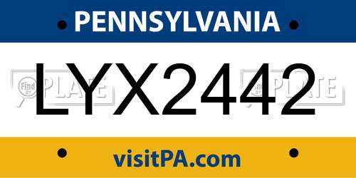 LYX2442 Pennsylvania License Plate