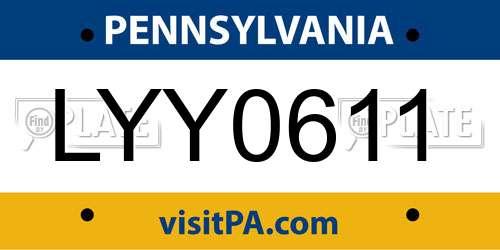 LYY0611 Pennsylvania License Plate
