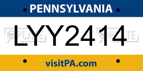 LYY2414 Pennsylvania License Plate