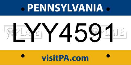 LYY4591 Pennsylvania License Plate
