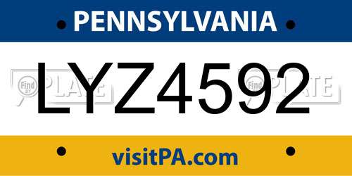 LYZ4592 Pennsylvania License Plate