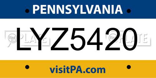LYZ5420 Pennsylvania License Plate