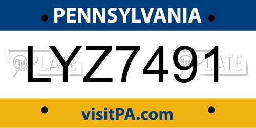 LYZ7491 Pennsylvania License Plate