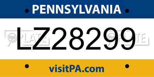 LZ28299 Pennsylvania License Plate