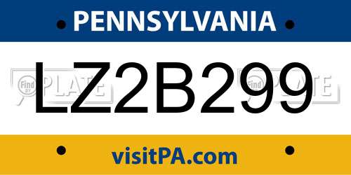 LZ2B299 Pennsylvania License Plate