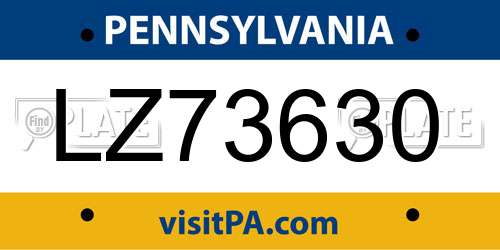 LZ73630 Pennsylvania License Plate