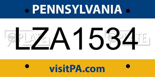 LZA1534 Pennsylvania License Plate