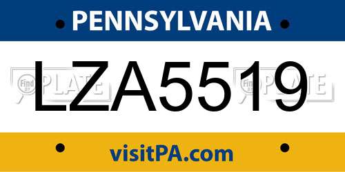LZA5519 Pennsylvania License Plate