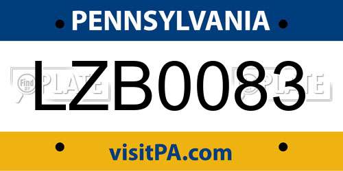 LZB0083 Pennsylvania License Plate