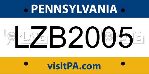 LZB2005 Pennsylvania License Plate