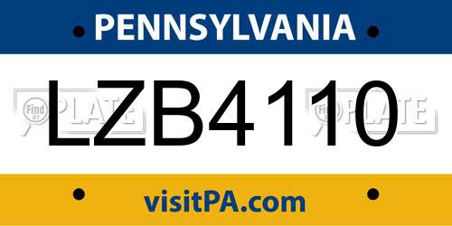 LZB4110 Pennsylvania License Plate