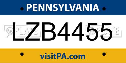 LZB4455 Pennsylvania License Plate