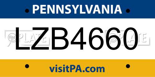 LZB4660 Pennsylvania License Plate