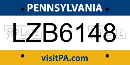 LZB6148 Pennsylvania License Plate