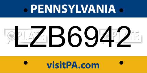 LZB6942 Pennsylvania License Plate
